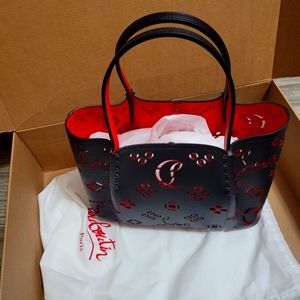 Women's Christian Louboutin Handbag Black and Red Cabarock